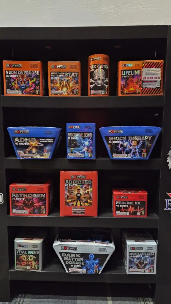 Fireworks on a shelf